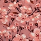 Preview: Jersey Jonne kleine Kirschblüten altrosa hellrosa braun
