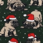 Preview: Jersey Bern Mops Hund mit Weihnachtsmütze dunkelgrün Farbnr. 564