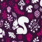Preview: French Terry Cozy Forest by lycklig Design Eichhörnchen pink rosa beere