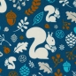 Preview: French Terry Cozy Forest by lycklig Design Eichhörnchen petrol