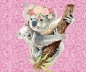 Preview: French Terry Sommersweat Panel Koala Mutter und Kind rosa pink FHTN