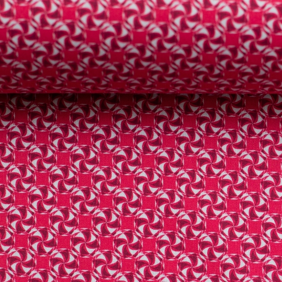 Baumwolle Webware Popeline Kim Wirbel - pink rot weiß Farbnr. 934
