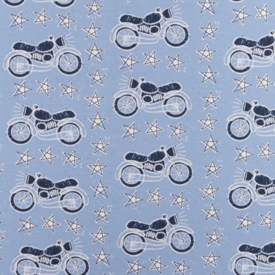 Jersey Motorrad Sterne hellblau blau