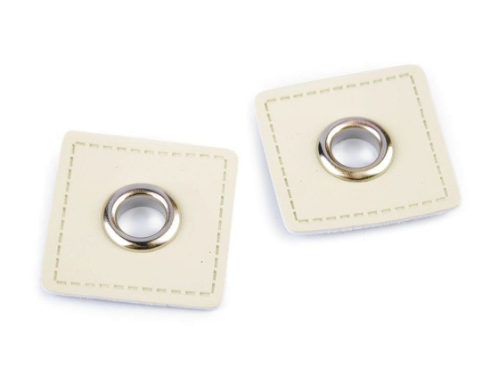 Ösenpatches Ösen Quadrat 8 mm hell creme nickel 1 Stück Farbe 1