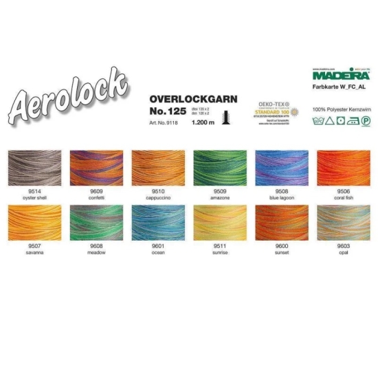 Madeira Aerolock 125 Overlockgarn Multicolor 1200m Farbe 9609