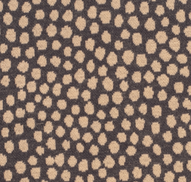 Jacquard Jersey - Mats - dunkelblau mit weiße - beige Punkte