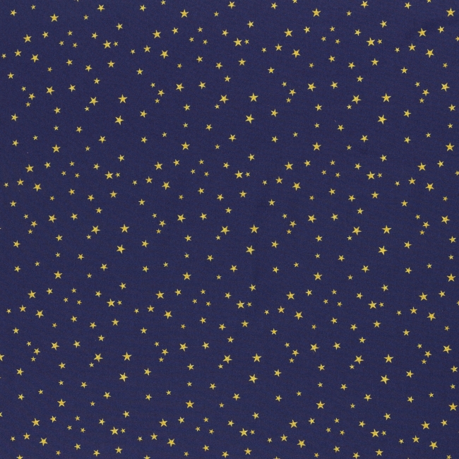 Baumwolle Webware Weihnachten Sterne dunkelblau gold