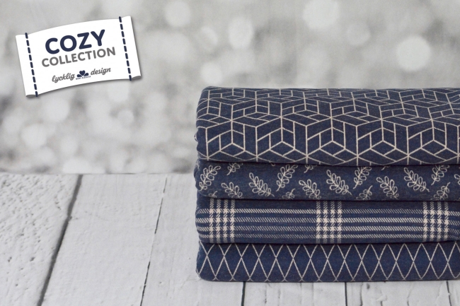 Jacquard Cozy Collection by lycklig design trendiges Karomuster dunkelblau