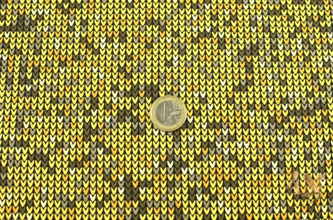 Jersey Knit Optik gelb ocker weiß braun