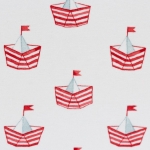 Jersey Nautical Baby Schiffchen rot auf weiß Farbnr. 637
