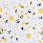 Baumwolle Webware Tom Bienen Blumen Herzen Waben auf weiß