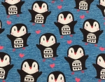 Softshell Pinguine auf jeans meliert