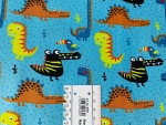Baumwolle Webware Dino Krokodil auf petrol blau