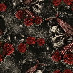 Sommersweat bad fifties Skulls Schädel Rosen Rockabilly schwarz weiß rot
